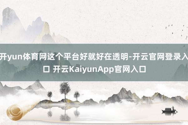 开yun体育网这个平台好就好在透明-开云官网登录入口 开云KaiyunApp官网入口